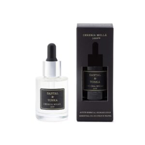 Concentrado de Perfume Santal & Tonka Cereria Mollá 30 ml, fragancia cálida y envolvente con sándalo, tonka y ámbar, ideal para difusores
